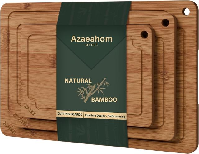 Azaeahom 3-Piece Bamboo Cutting Board Set
