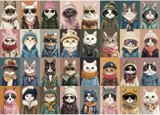HiWhy 1000 Pieces Vibrant Cat Faces Jigsaw Puzzles