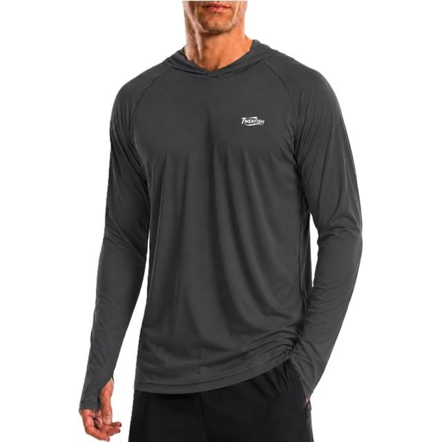 Twekfish Mens UPF 50+ Sun Hooded Long Sleeve UV Shirt