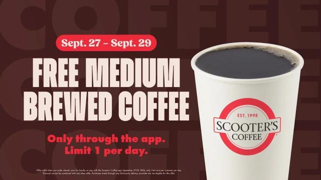 Free Scooters Coffee Medium Brewed Coffee Until September 29th