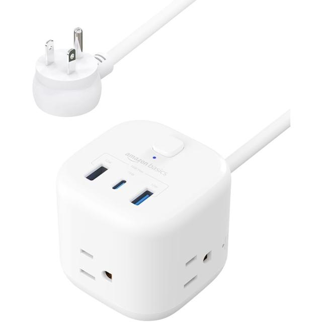 Amazon Basics Power Strip Cube 3 Outlet 3 USB Ports
