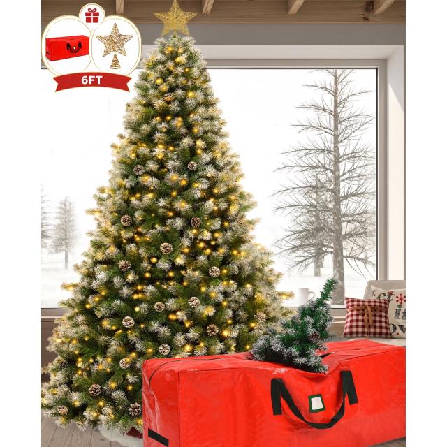 Yexmas 6ft Pre-Lit Christmas Tree with Tree Topper
