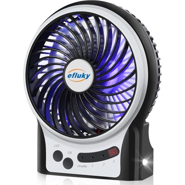 efluky Mini Desk Fan with LED Light