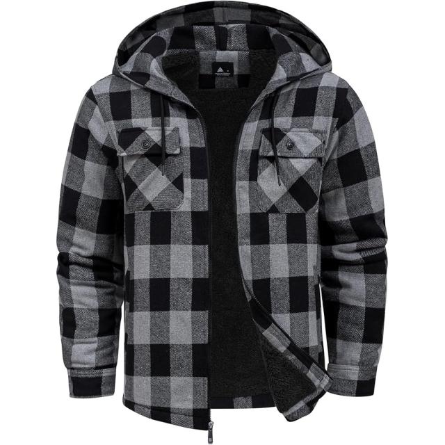 Scodi Flannel Fleece Sherpa Hooded Jacket