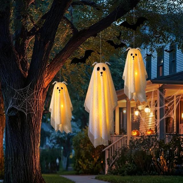 Halloween Outdoor Lighted Dog Ghost Hanging Decor