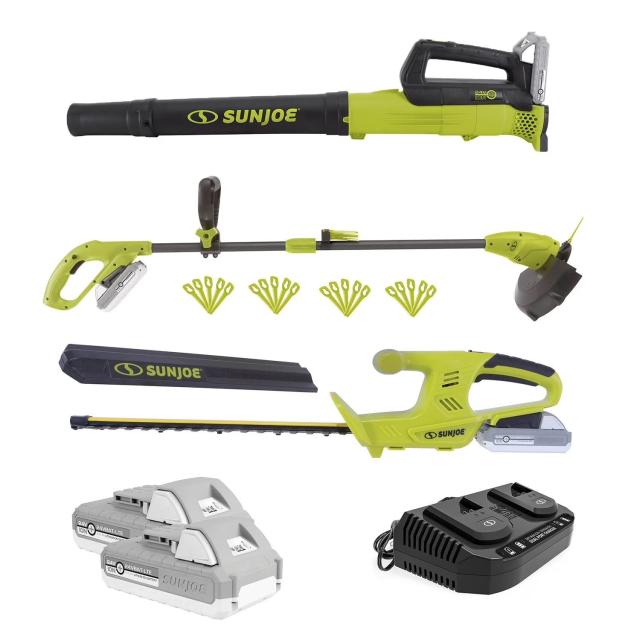 Sun Joe 24V Cordless 3-Tool Garden Combo Kit