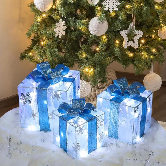 Christmas Lauzior Set of 3 Lighted Gift Boxes