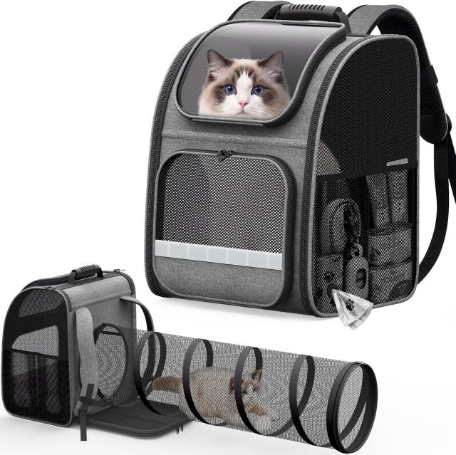 Pawtners Cat Backpack Carrier with Play Tunnel