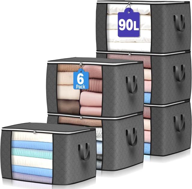 Budding Joy 90-Liter Large Storage Bags 6 Pack