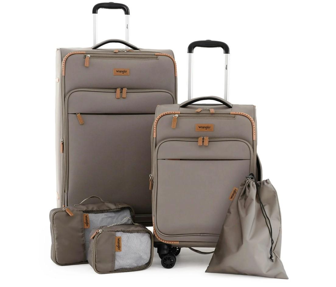 Wrangler 5-Piece Soft Side Spinner Travel Luggage Set for $57.31 Shipped
