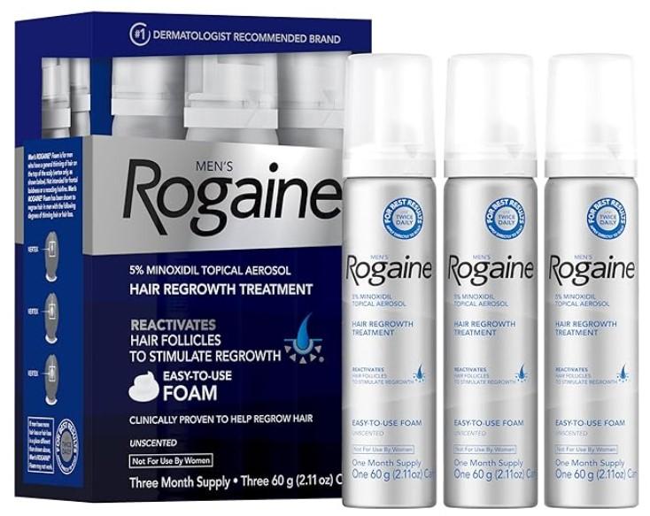 Rogaine Minoxidil Foam for Hair Loss and Regrowth 3 Months for $33.24