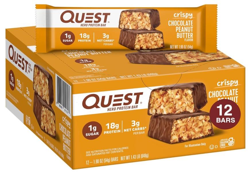 Quest Nutrition Crispy Chocolate Peanut Butter Hero Protein Bar 12 Pack for $17.99