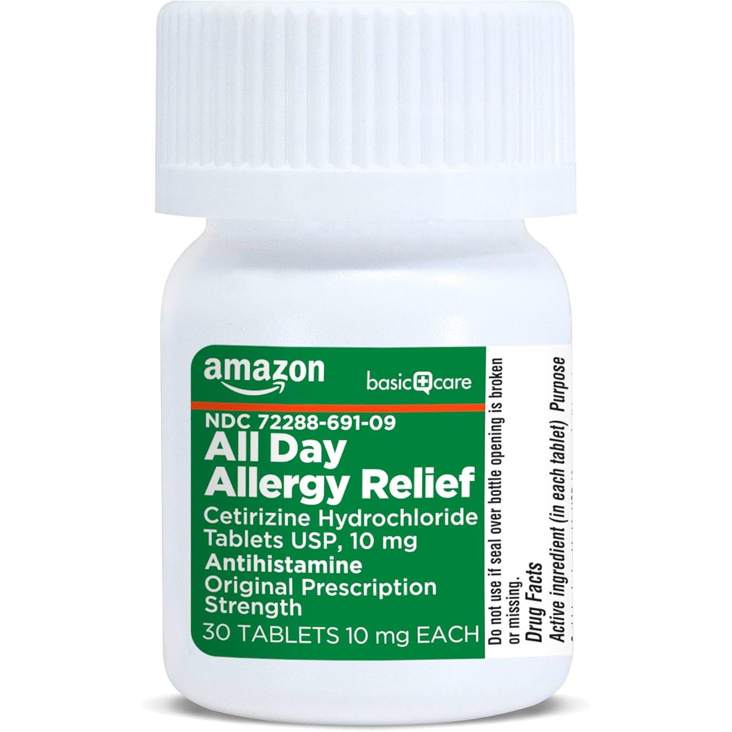All Day Allergy Cetirizine Hydrochloride Tablets by Amazon 30 Pack for $1.91