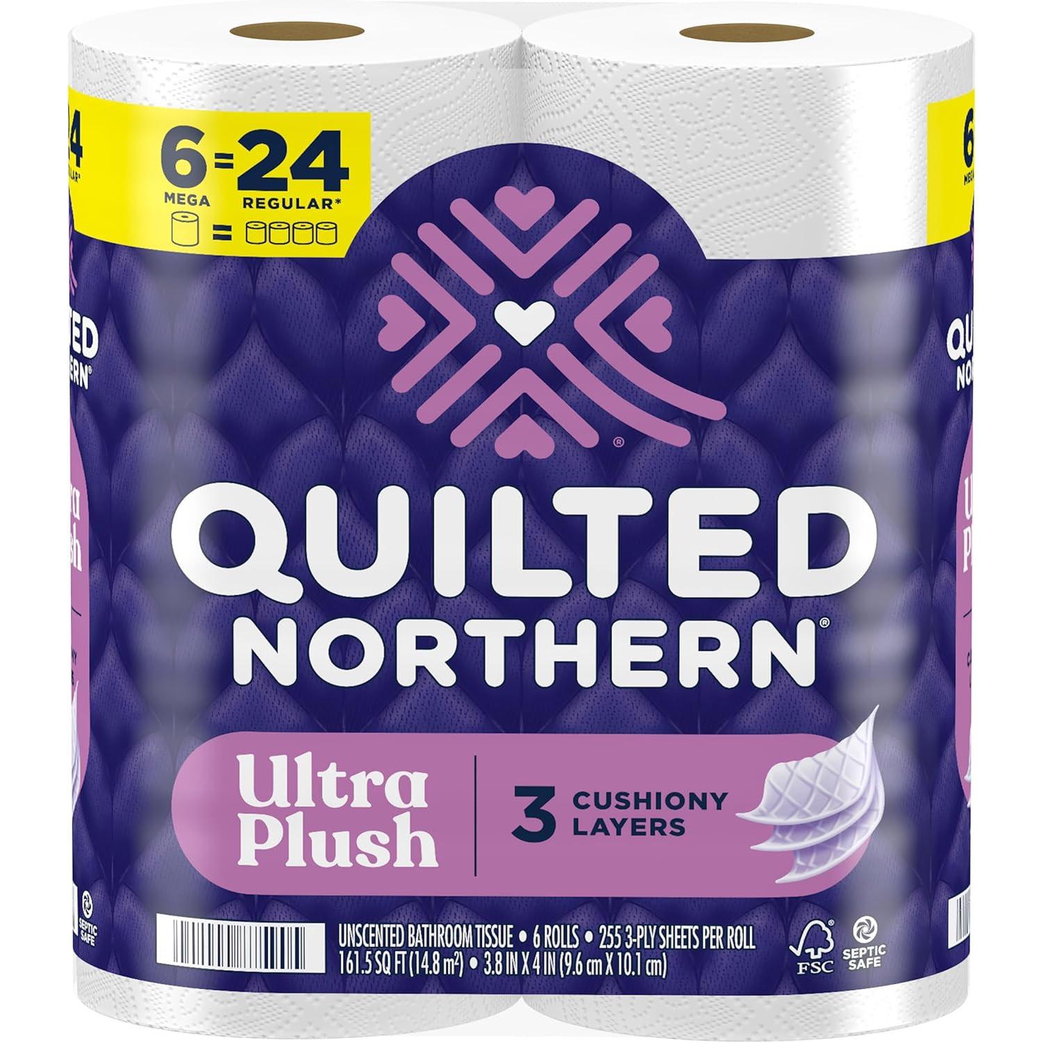 Quilted Northern Ultra Plush Toilet Paper 6 Mega Rolls for $5.63