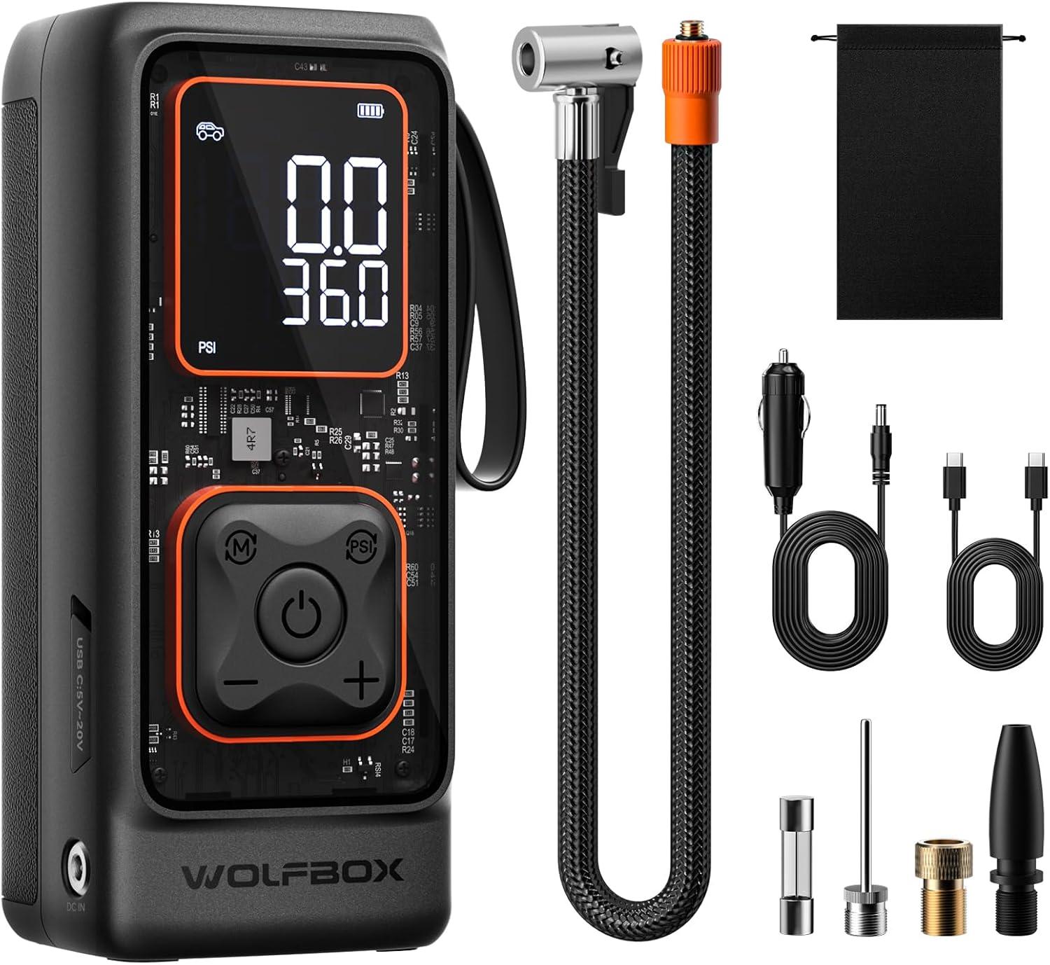 Wolfbox 12000mAh Portable Tire Inflator for $29.99 Shipped
