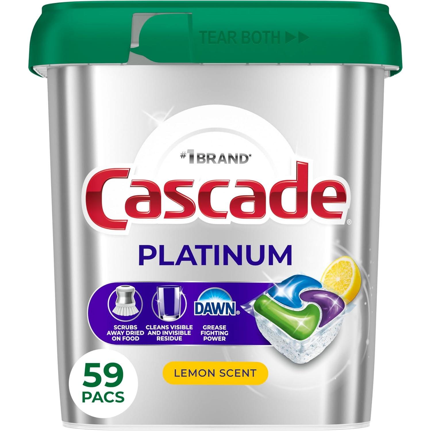 Cascade Platinum Dishwasher Pods 59 Pacs for $14.94