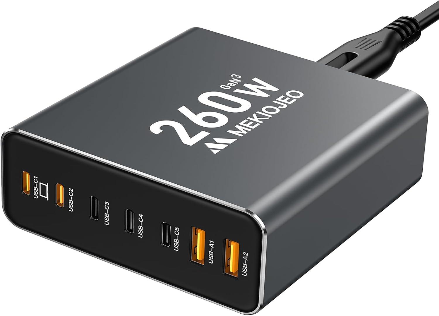 260W USB-C Charger GaN Charging Station by Mekiojeo for $23.38