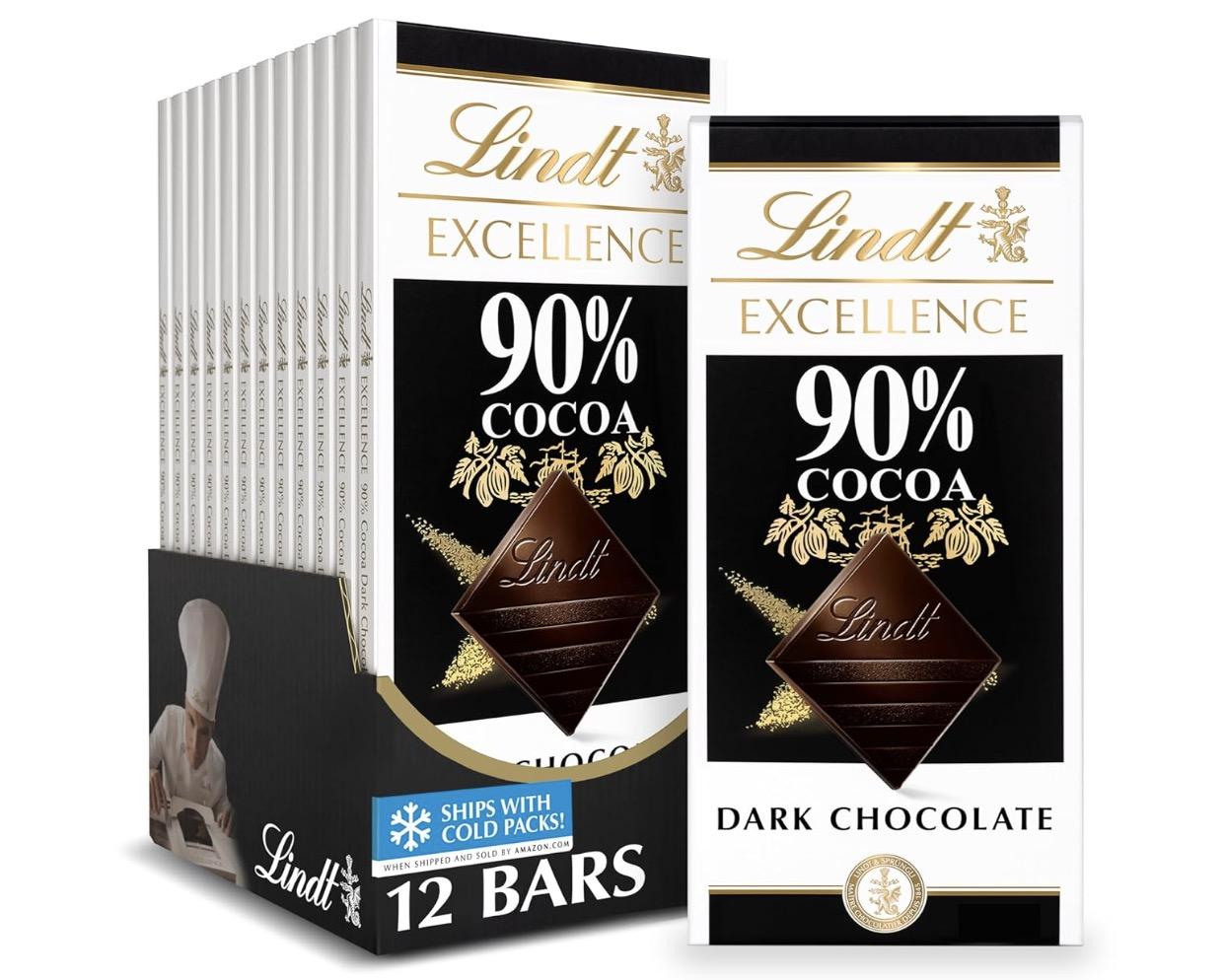Lindt Excellence Cocoa Dark Chocolate Bars 12 Pack for $26.88