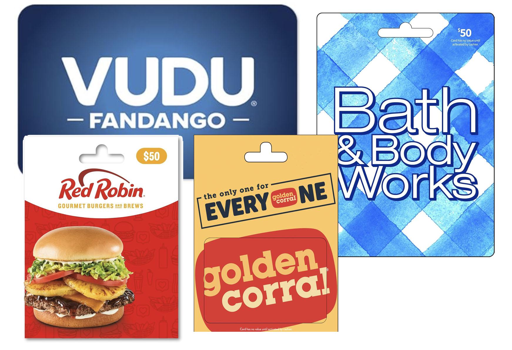 Vudu or Red Robin or Golden Corral Gift Cards for 20% Off