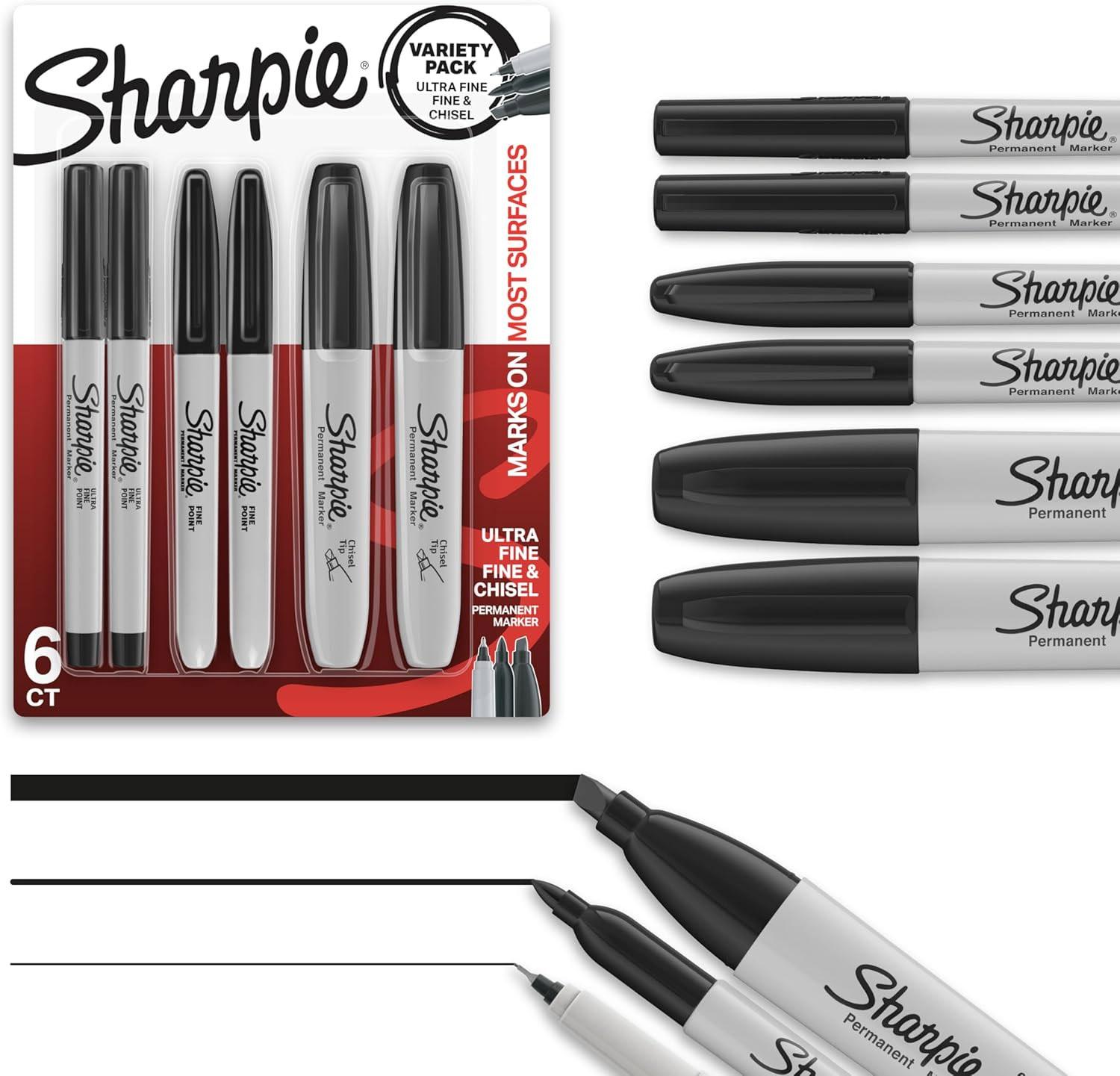 Sharpie Permanent Markers Variety 6 Pack for $4.93
