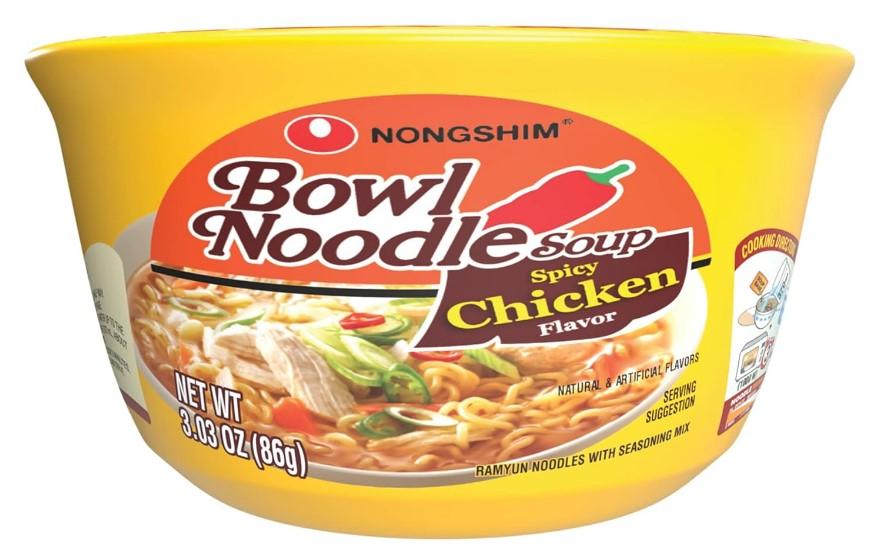 Nongshim Spicy Chicken Noodle Soup Bowl Soup Mix 6 Pack for $4.50