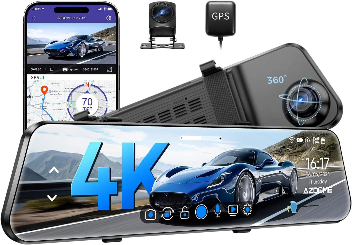 Azdome PG17 12in 4K Mirror Dash Cam for $64.99 Shipped