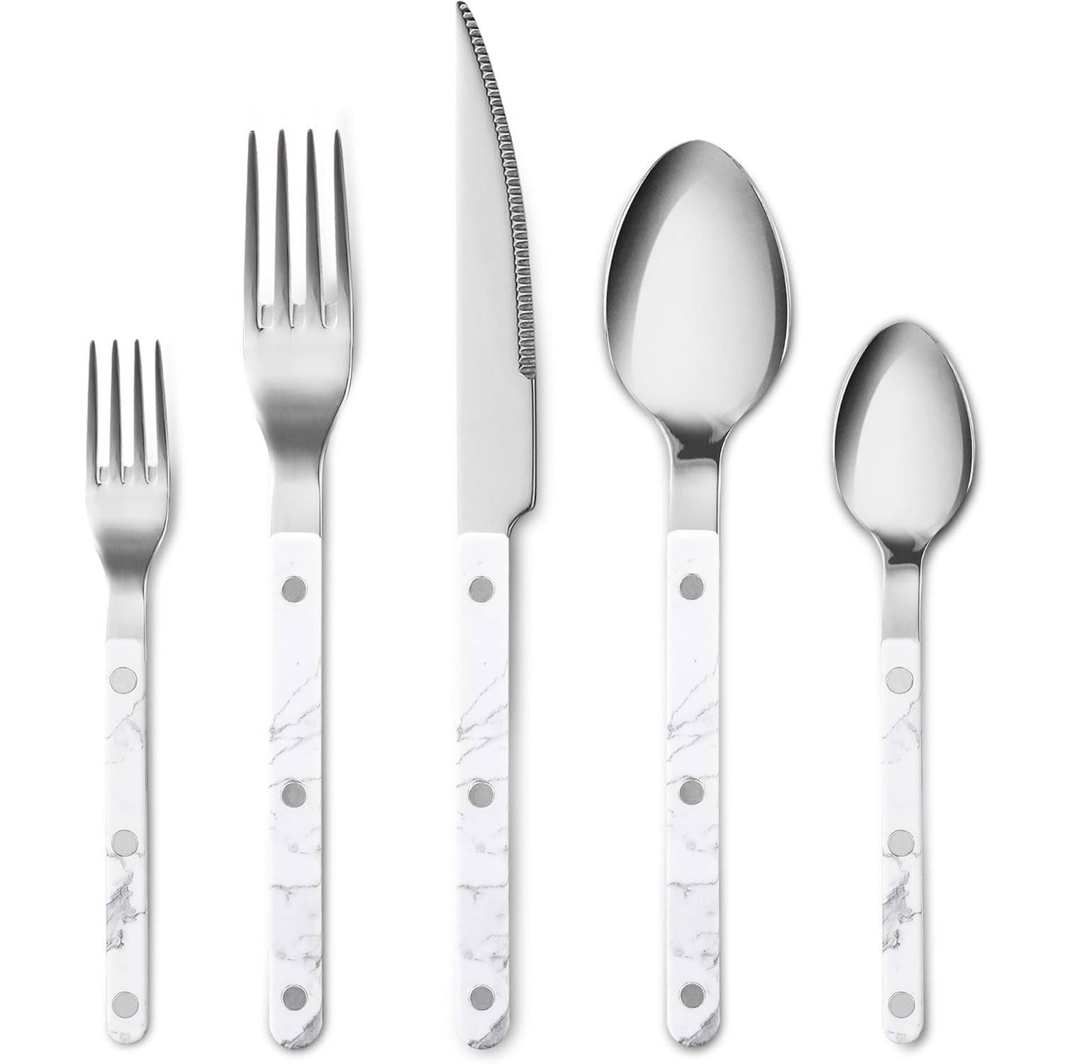 Carote Silverware Set with White Marble Handle for $9.99 Shipped