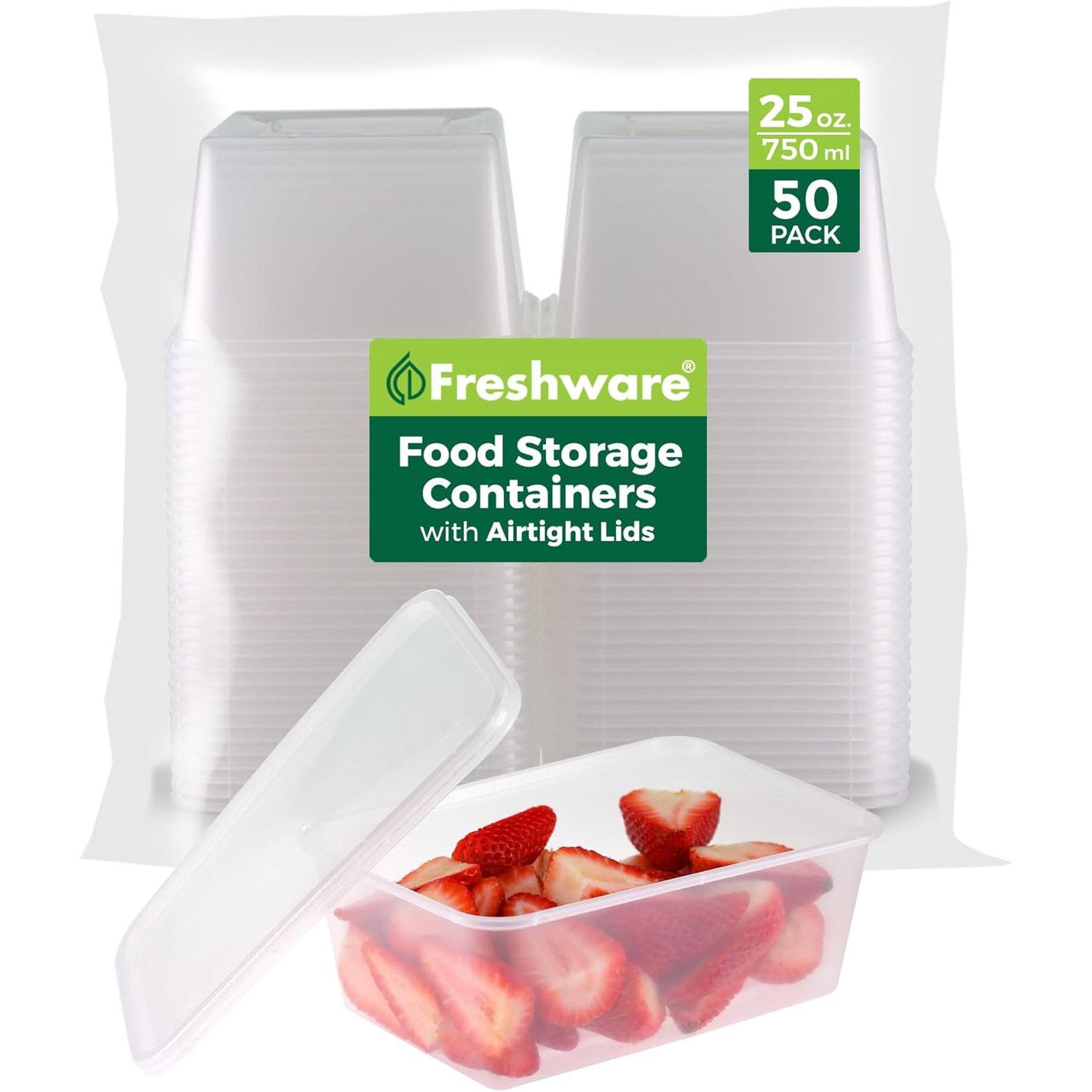 Freshware Food Storage Containers 50 Pack for $13.18
