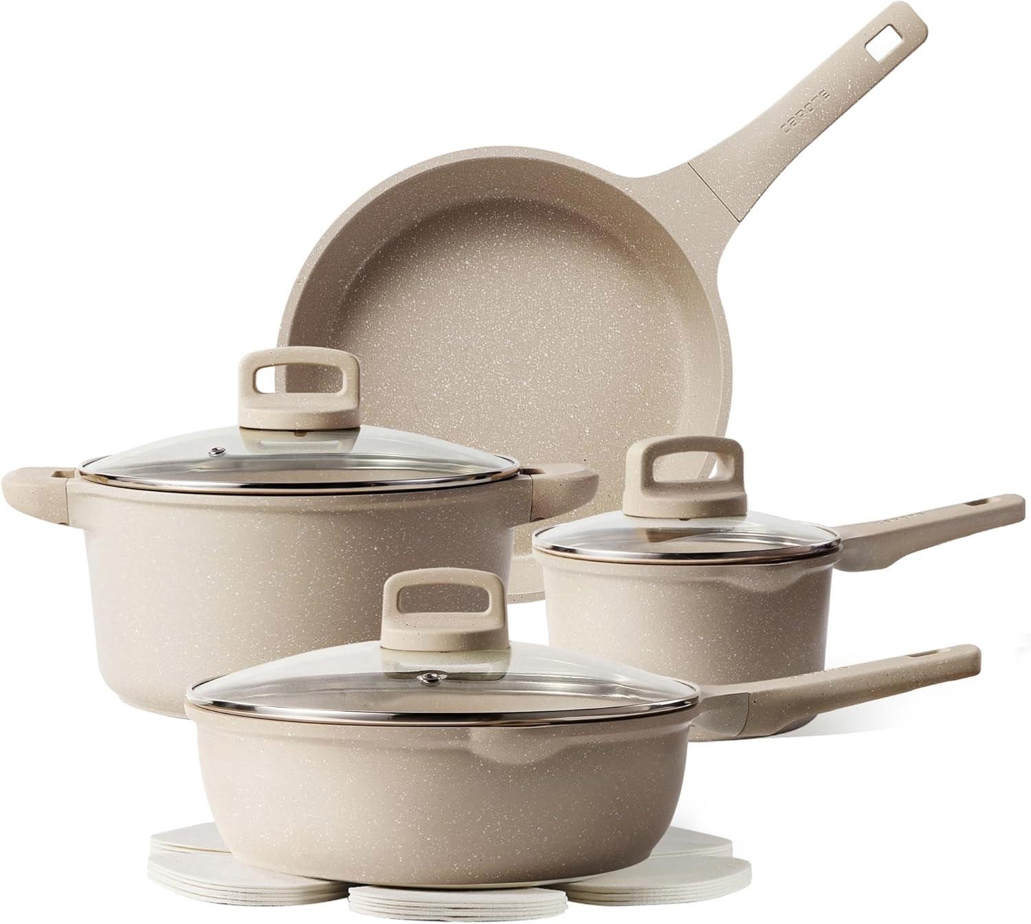 Carote Non Stick Pots and Pans Taupe Set for $39.99 Shipped