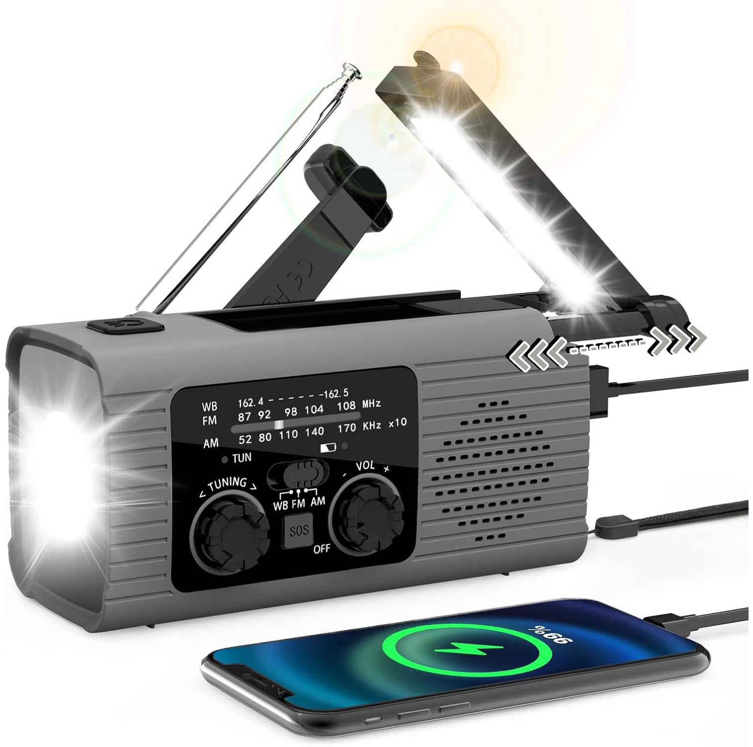 Emergency Radio 4000mAh AM FM Weather Solar Hand Crank for $16.19 Shipped