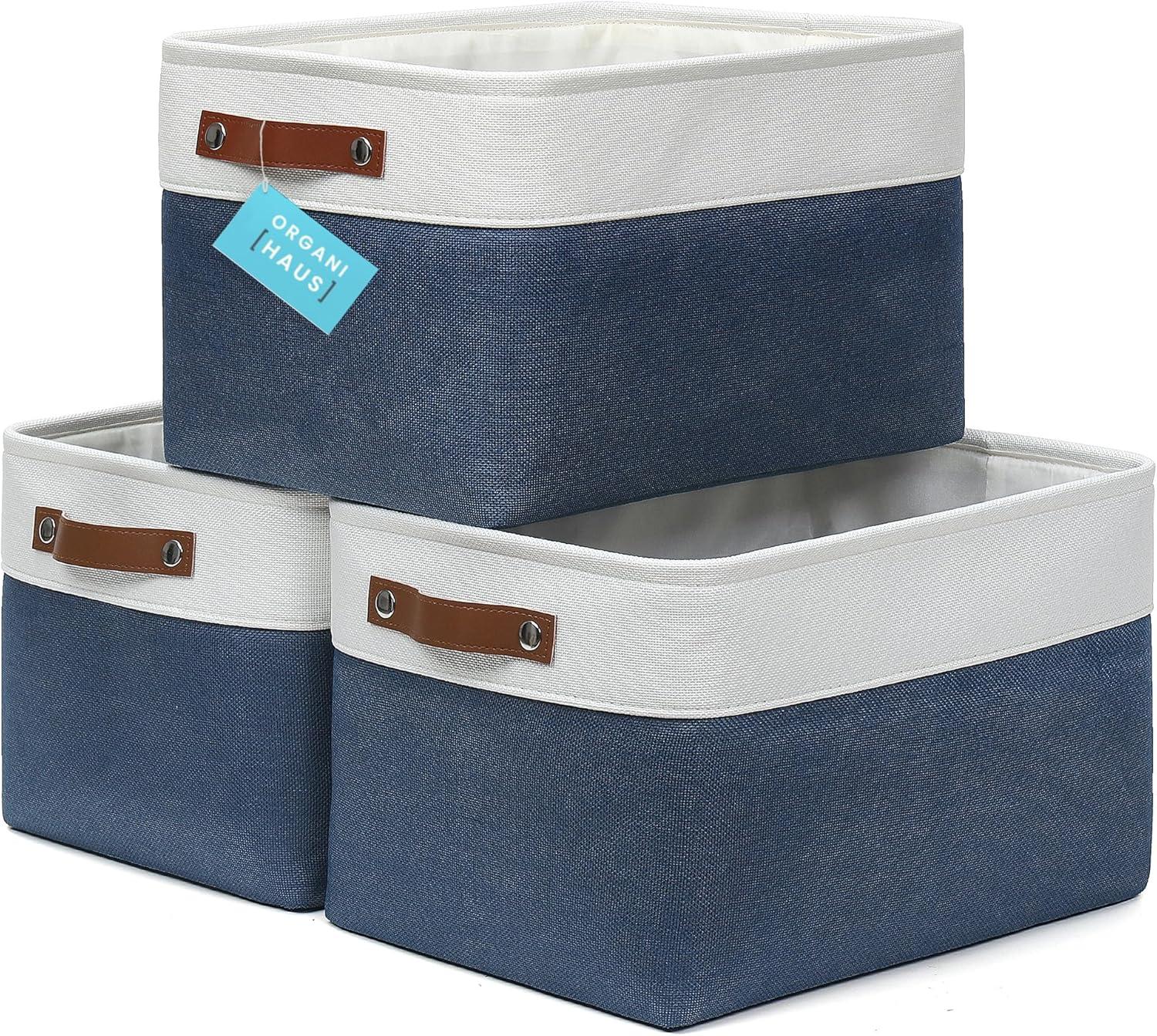 OrganiHaus Large Fabric Storage Bins for Shelves 3 Pack for $21.59