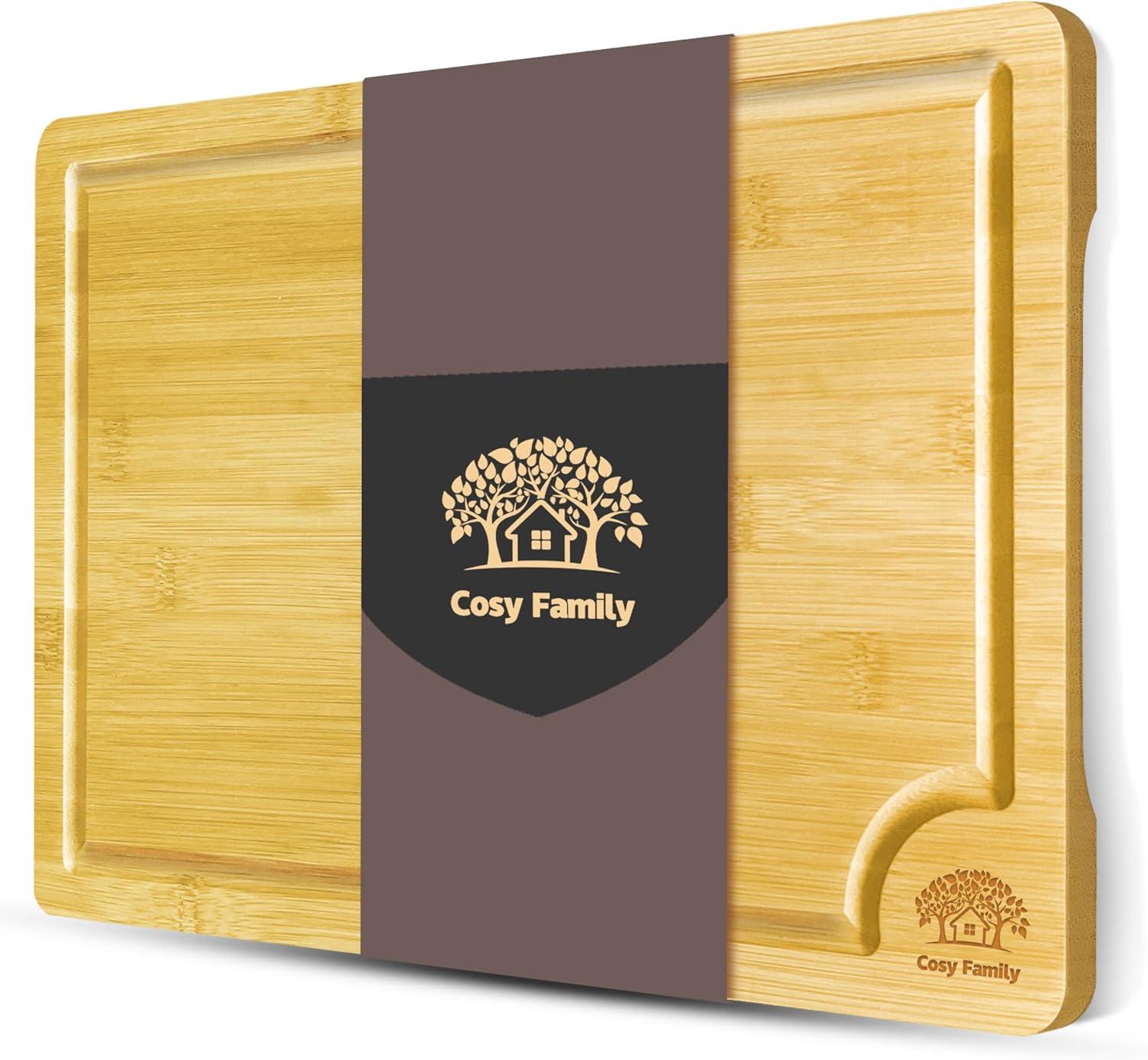 Cosy Family Bamboo Cutting Board with Juice Grooves for $8.99
