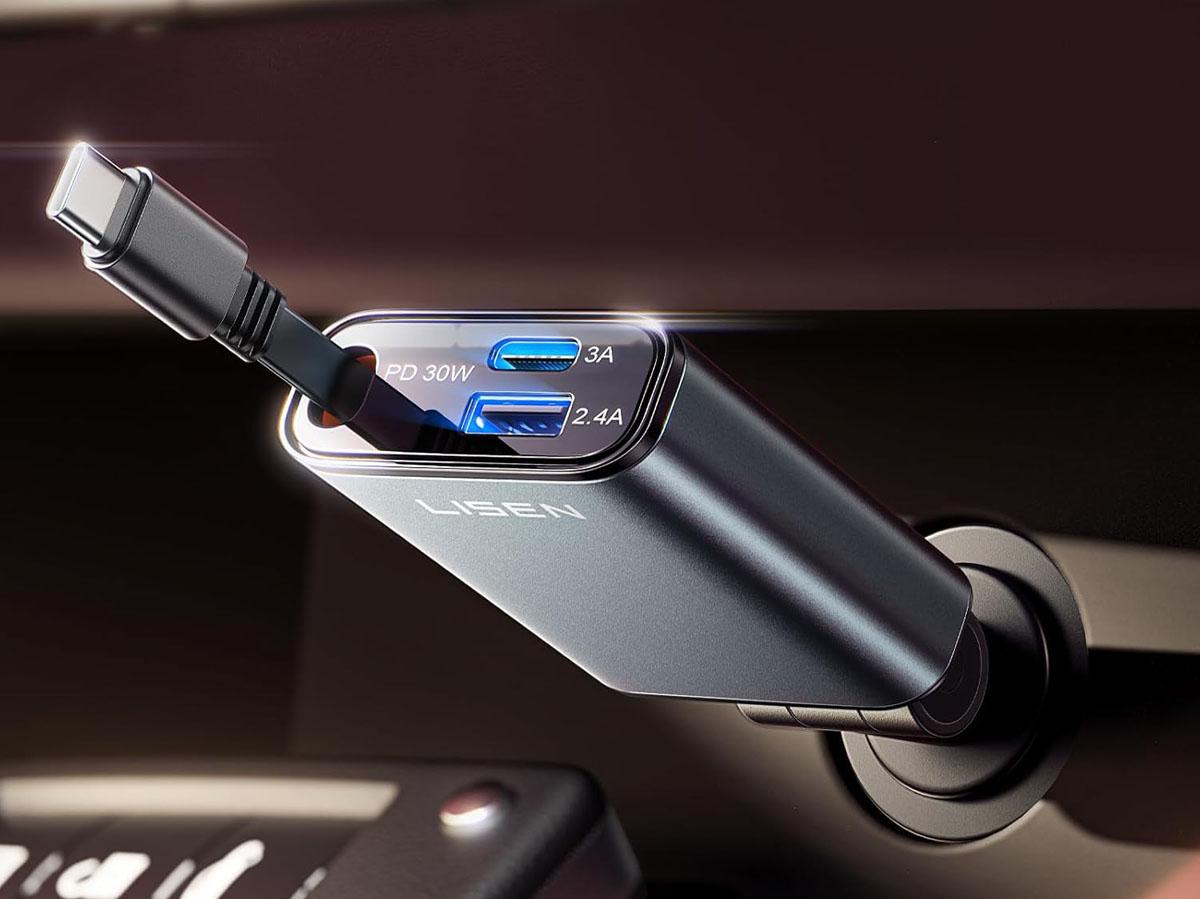 Lisen Retractable USB-C Car Charger for $10.94