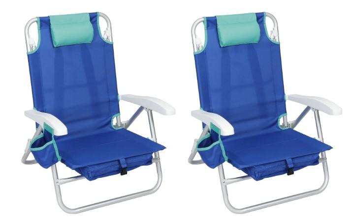 Mainstays Reclining and Lay Flat Backpack Beach Chair 2-Pack for $49.98 Shipped
