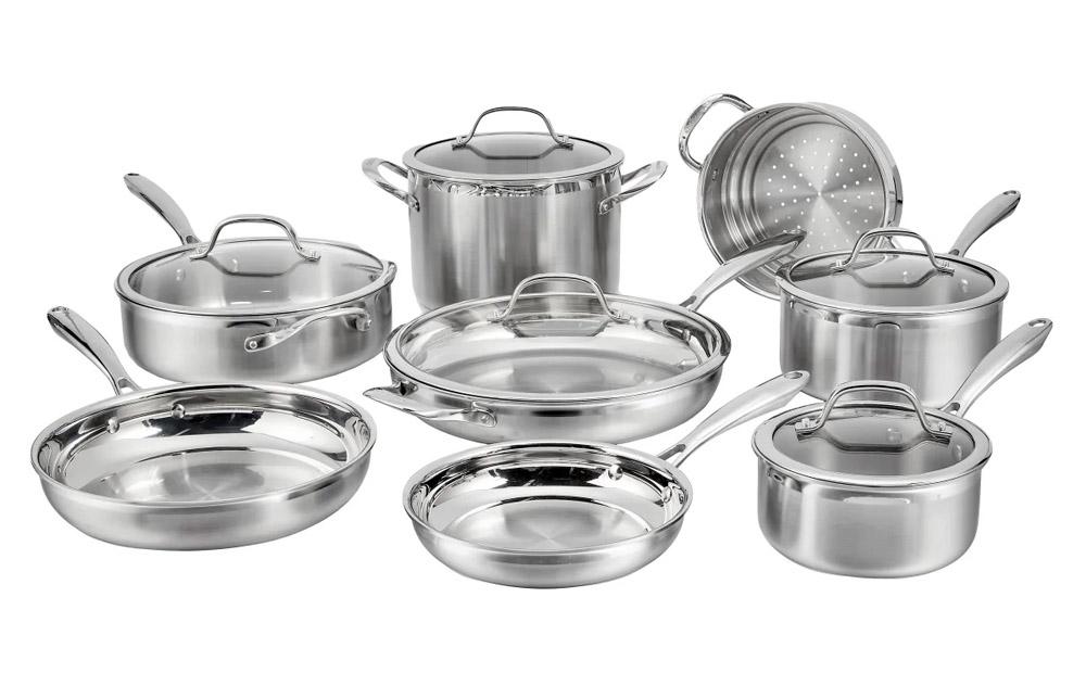 Cuisinart Tri-Ply Clad Stainless Steel Cookware Set for $159.99 Shipped