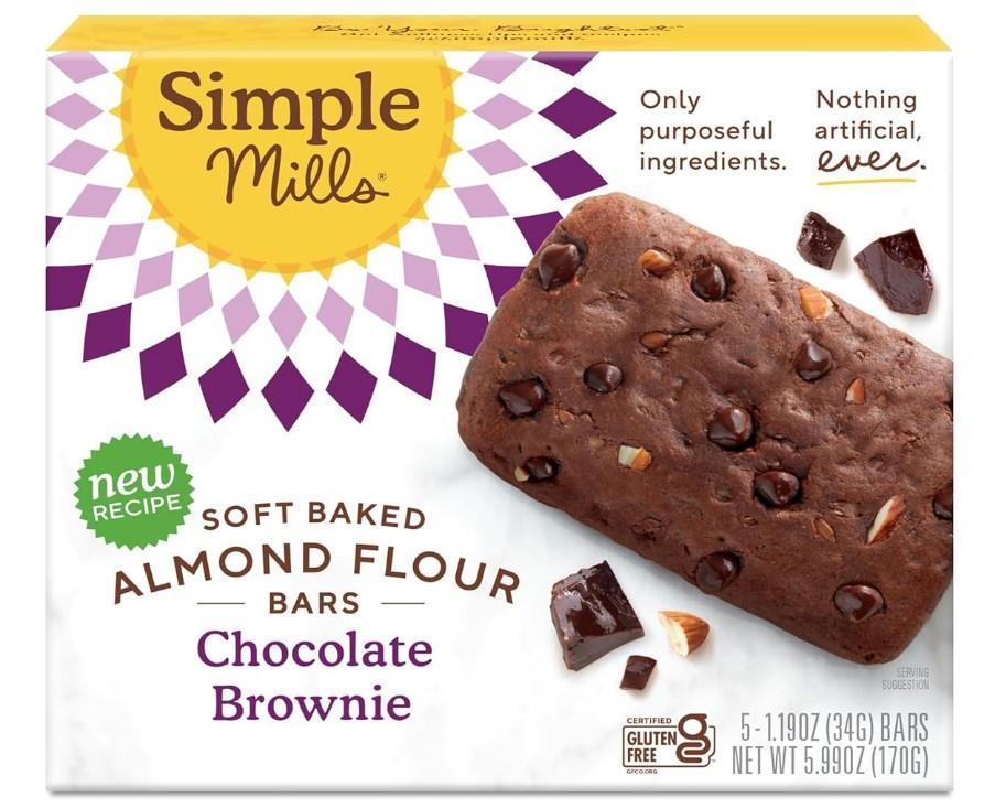 Simple Mills Bar Almond Flour Soft Baked Chocolate Brownies 5 Pack for $3.79