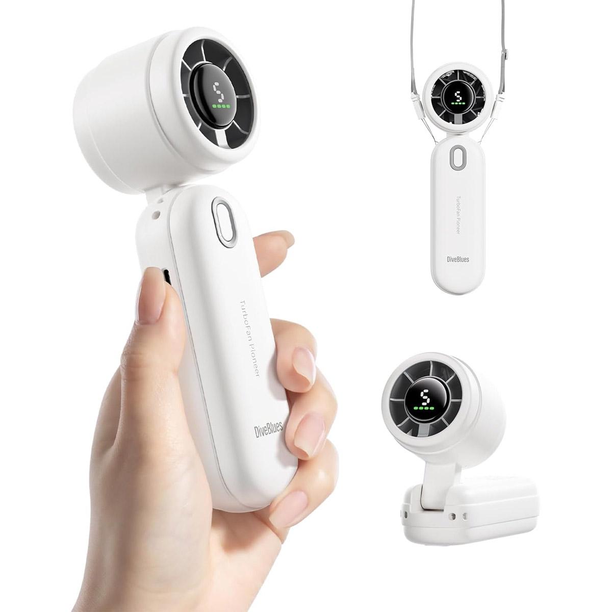 Diveblues 2000mAh Rechargeable Handheld Turbo Fan for $8.99