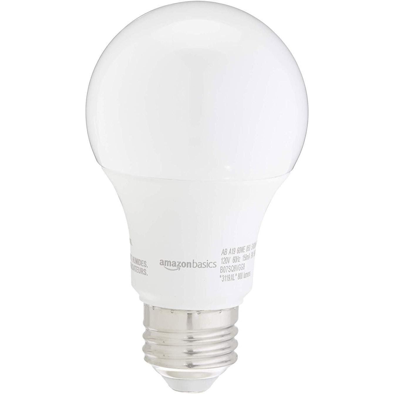Amazon Basics 60w 5000k Non-Dimmable LED Light Bulbs 24 Pack for $14.28