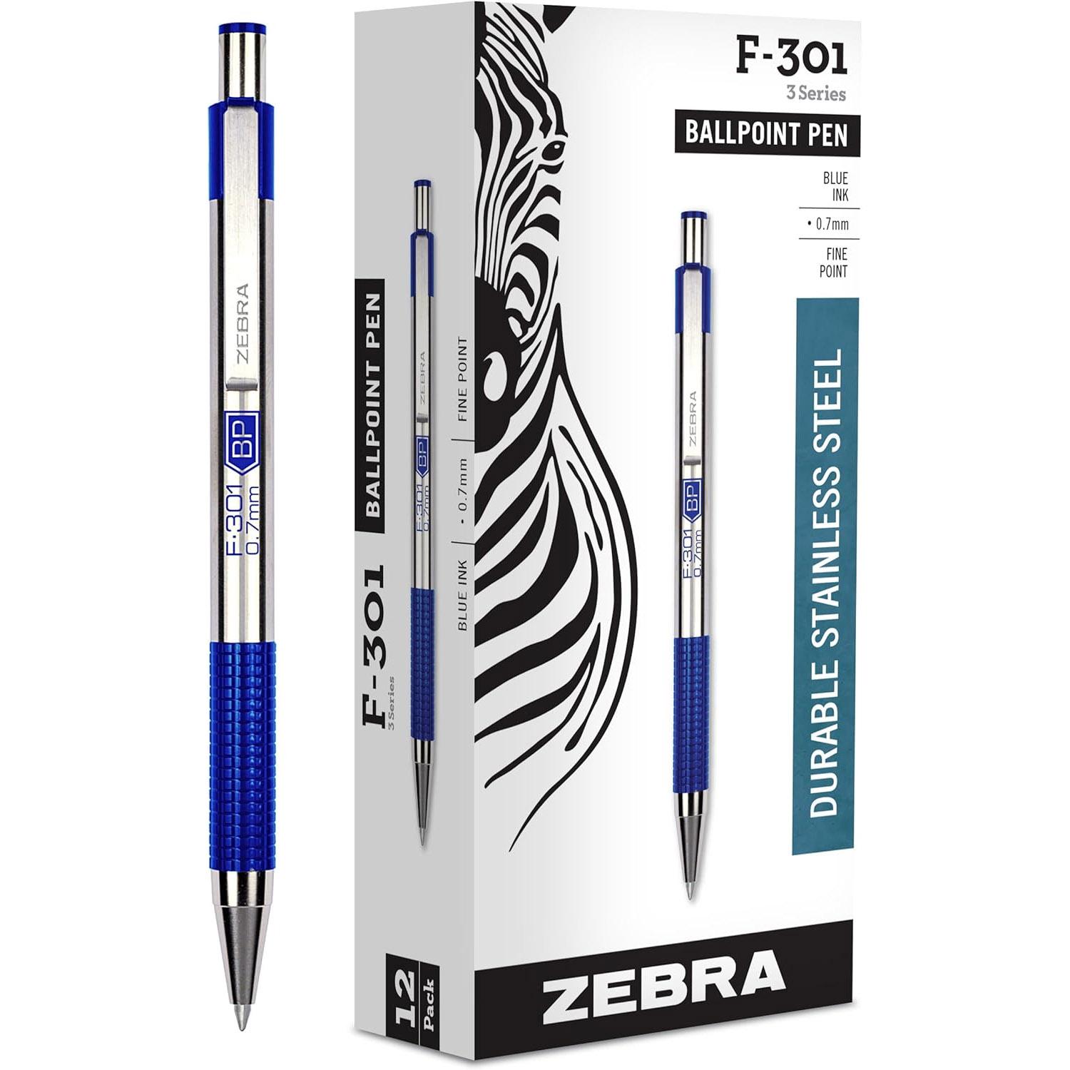 Zebra Pen F-301 Retractable Ballpoint Pen 12 Pack for $10.15