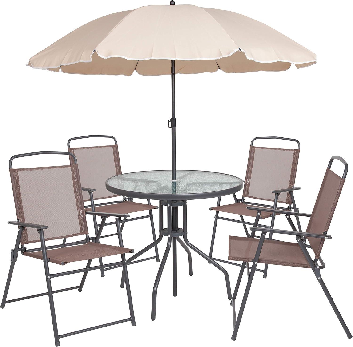 Emma + Oliver Brown Patio Garden Set with Umbrella for $87.23 Shipped