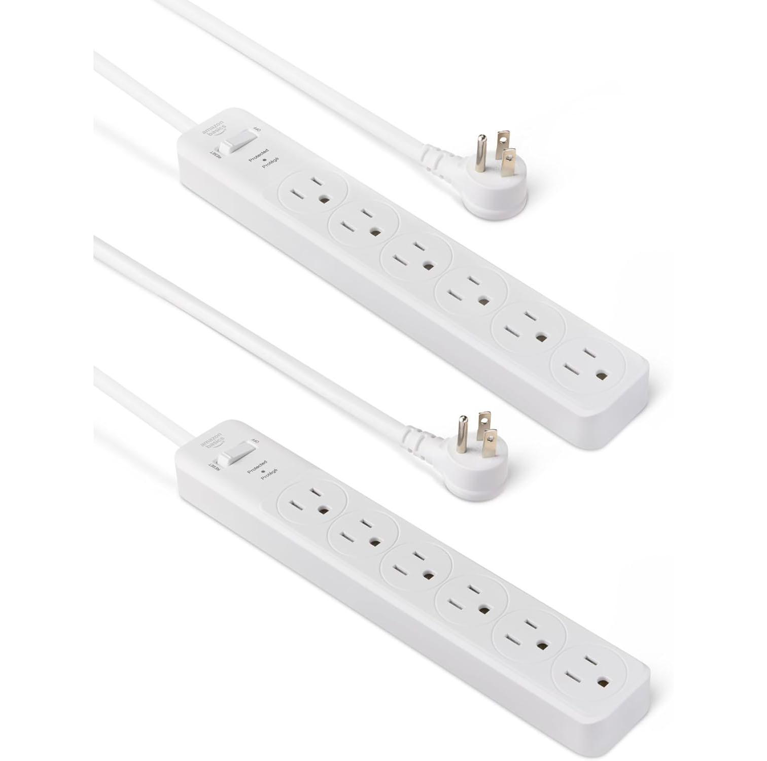 Amazon Basics Rectangle 6-Outlet 2 Pack for $6.55