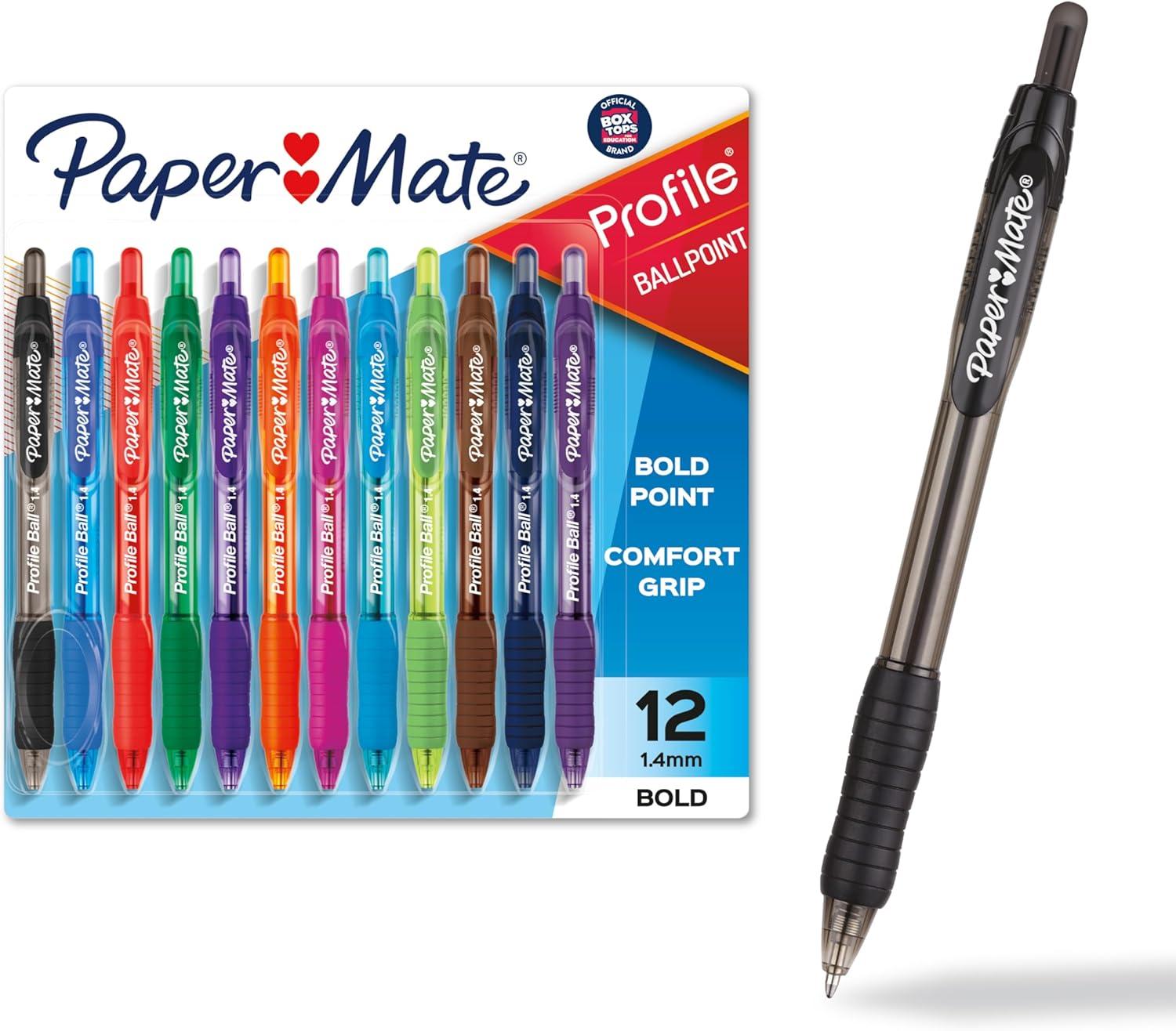 Paper Mate Profile Retractable Ballpoint Pens Bold 12 Pack for $5.93