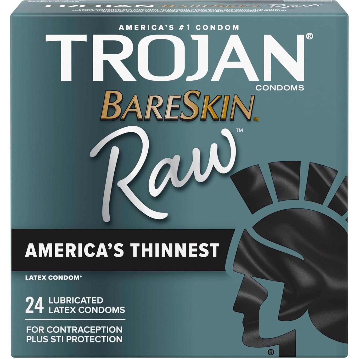 Trojan BareSkin Raw Ultra Thin Condoms 24 Pack for $8.57