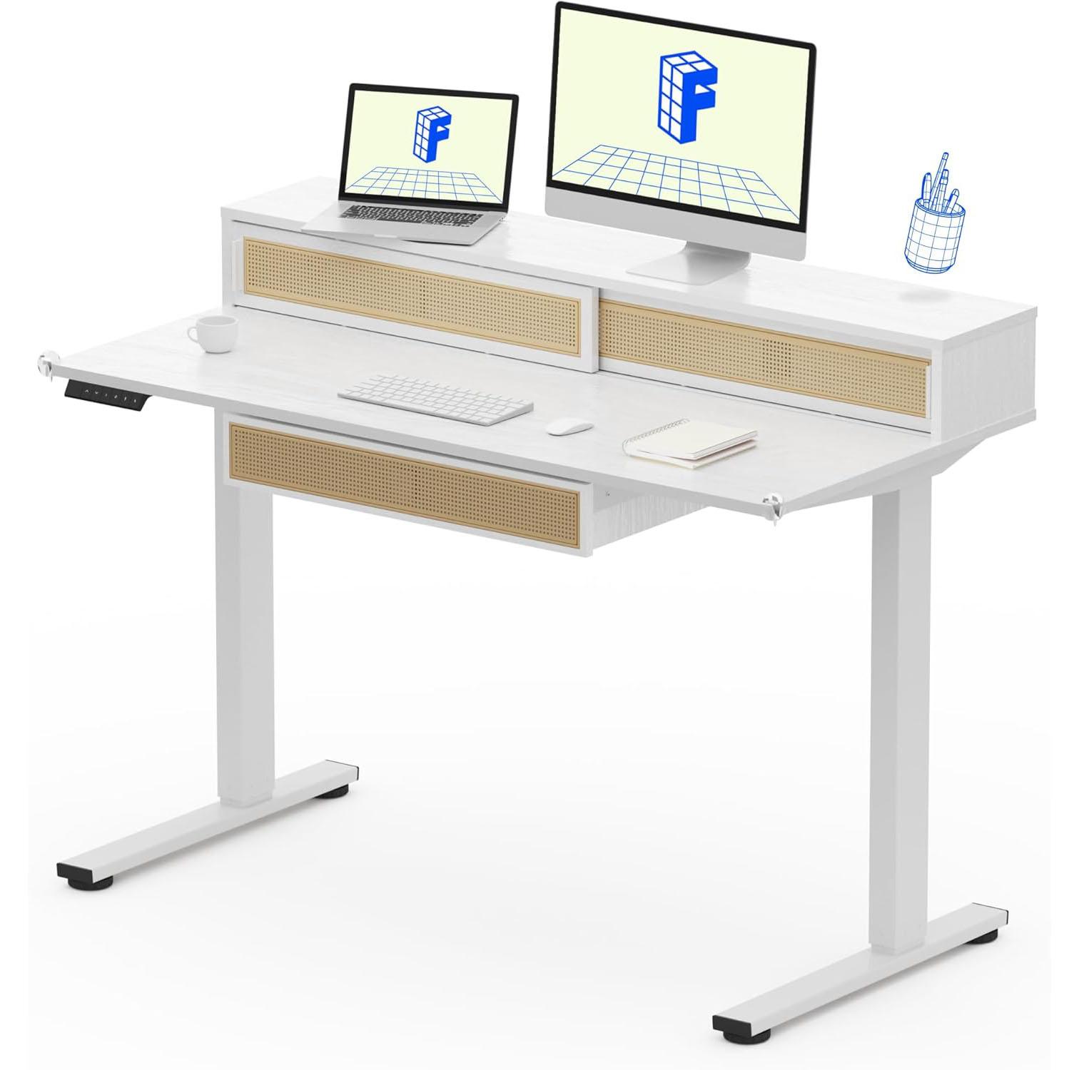 Flexispot 48in Standing Desk with Rattan Drawers for $159.99 Shipped
