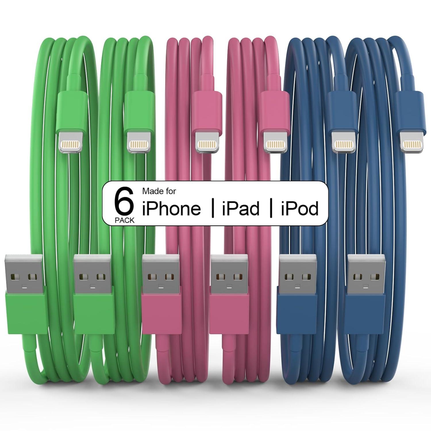 Apple iPhone Lightning Cables 6 Pack for $2.99