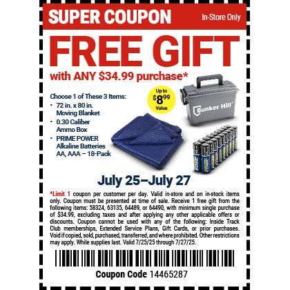 Free Harbor Freight Tool Moving Blanket or Batteries with $34.99 Purchase