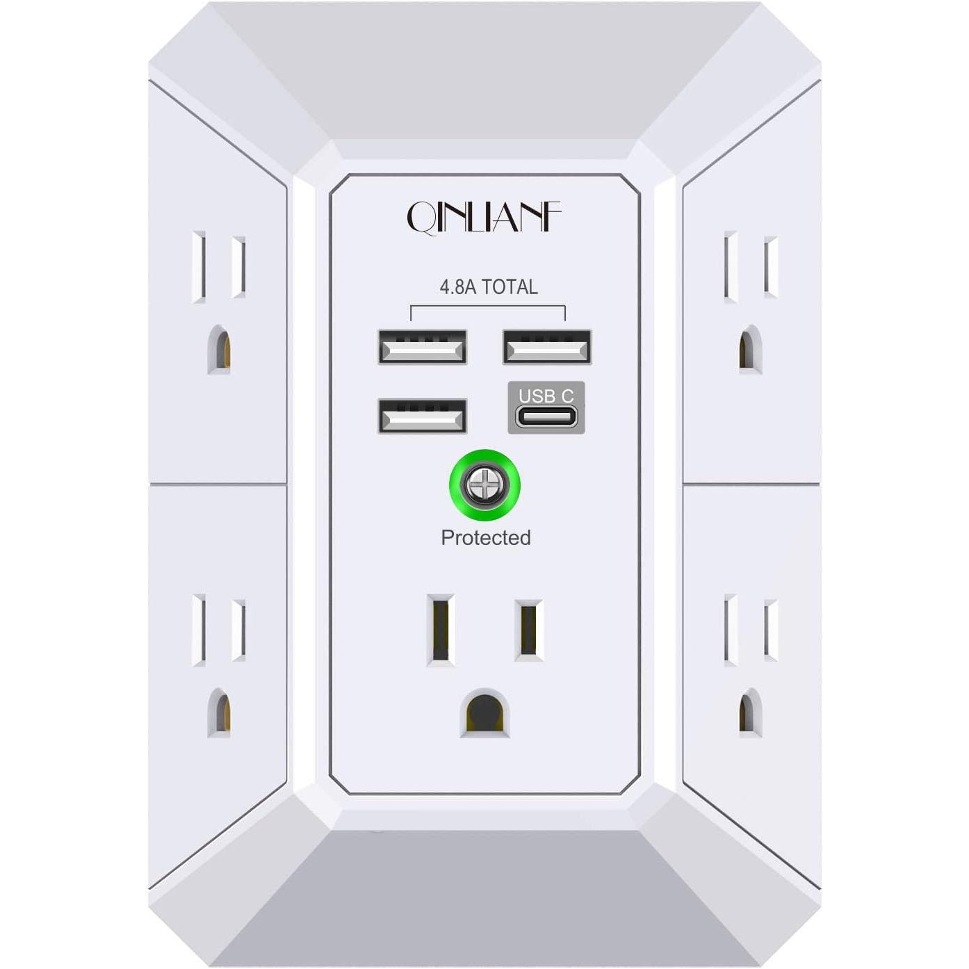 Wall Surge Outlet Protector with 4 USBs by Qinlianf for $9.48