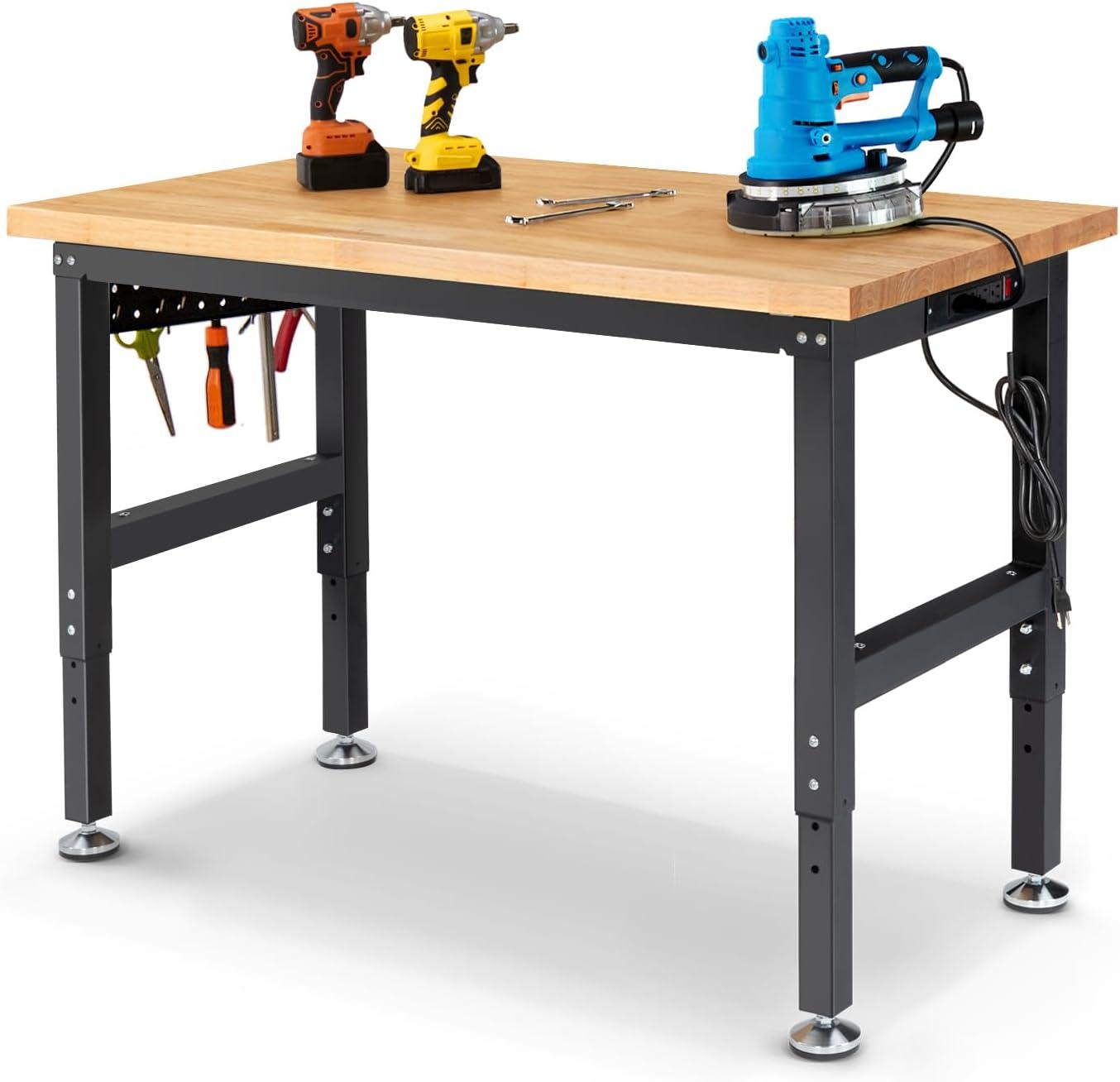 Enjoywood 48in Rubberwood Top Adjustable Workbench for $114.99 Shipped