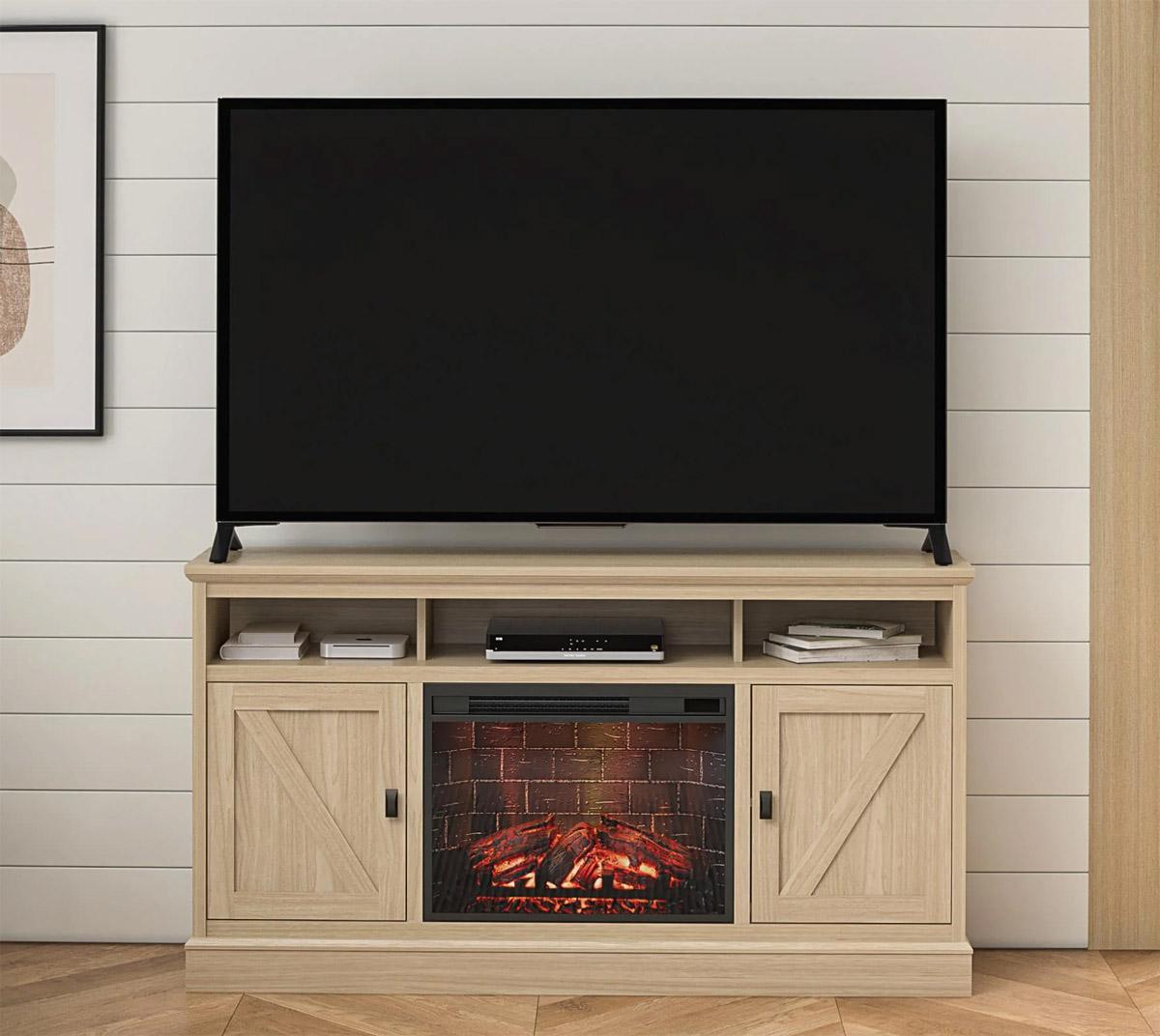 Ameriwood Home Ashton Lane Fireplace TV Stand for $98 Shipped