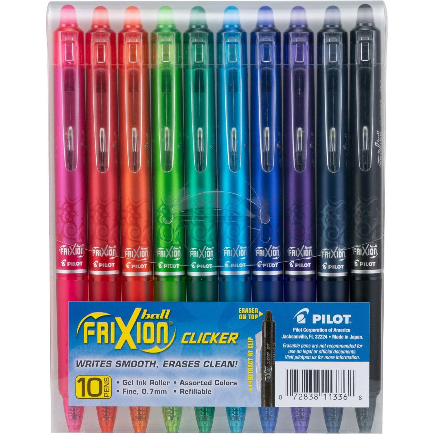 Pilot FriXion Erasable Assorted Colors Gel Pens 10 Pack for $15.28
